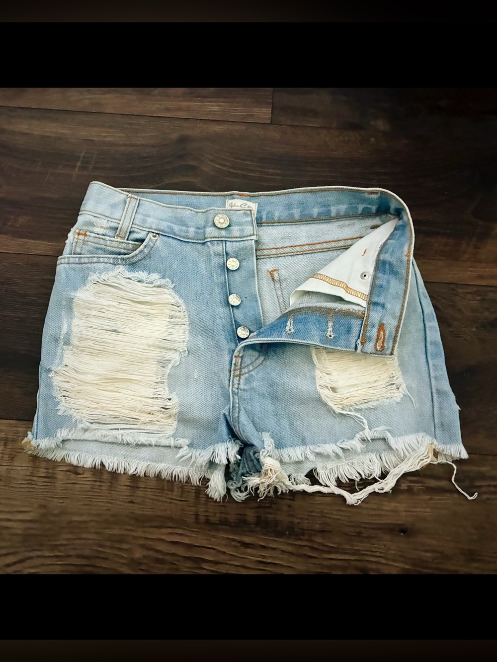 Brandy Melville Light Blue Ripped High-Rise Denim Shorts